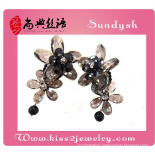 handmade wholesale flower fashion crystal fancy big beautiful long drop earrings for party